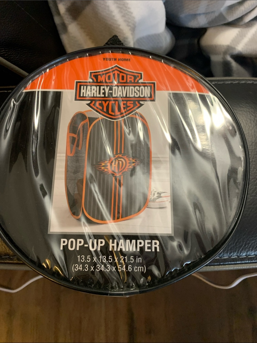 Harley-Davidson Black and Orange Pop-Up Laundry Hamper